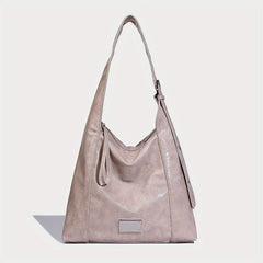 Vintage Style Shoulder Bag for Women with Metal Tag Embellishment