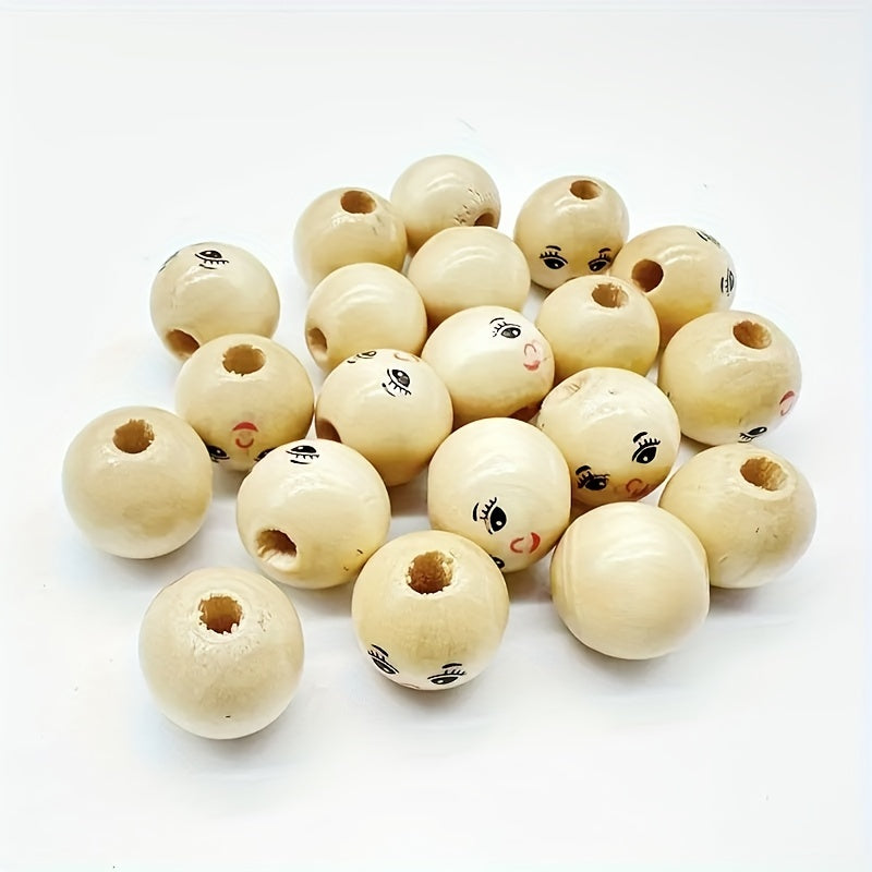 30pcs Doll Wooden Beads Round Beads Jewelry Making Wood Beads