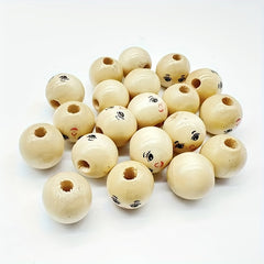 30pcs Doll Wooden Beads Round Beads Jewelry Making Wood Beads