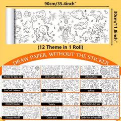 12pcs Colored Paper Tablecloth 30 DIY Scroll Stickers For Kids Birthday
