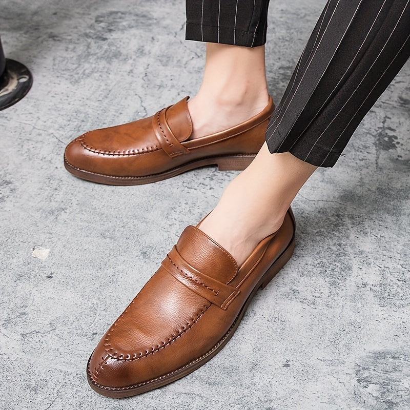 Men's Stitch Detail Loafer Shoes Comfy Non slip Slip On Shoes