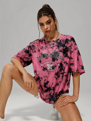 Women's Tie Dye Graphic Tee Loose Sports T shirt