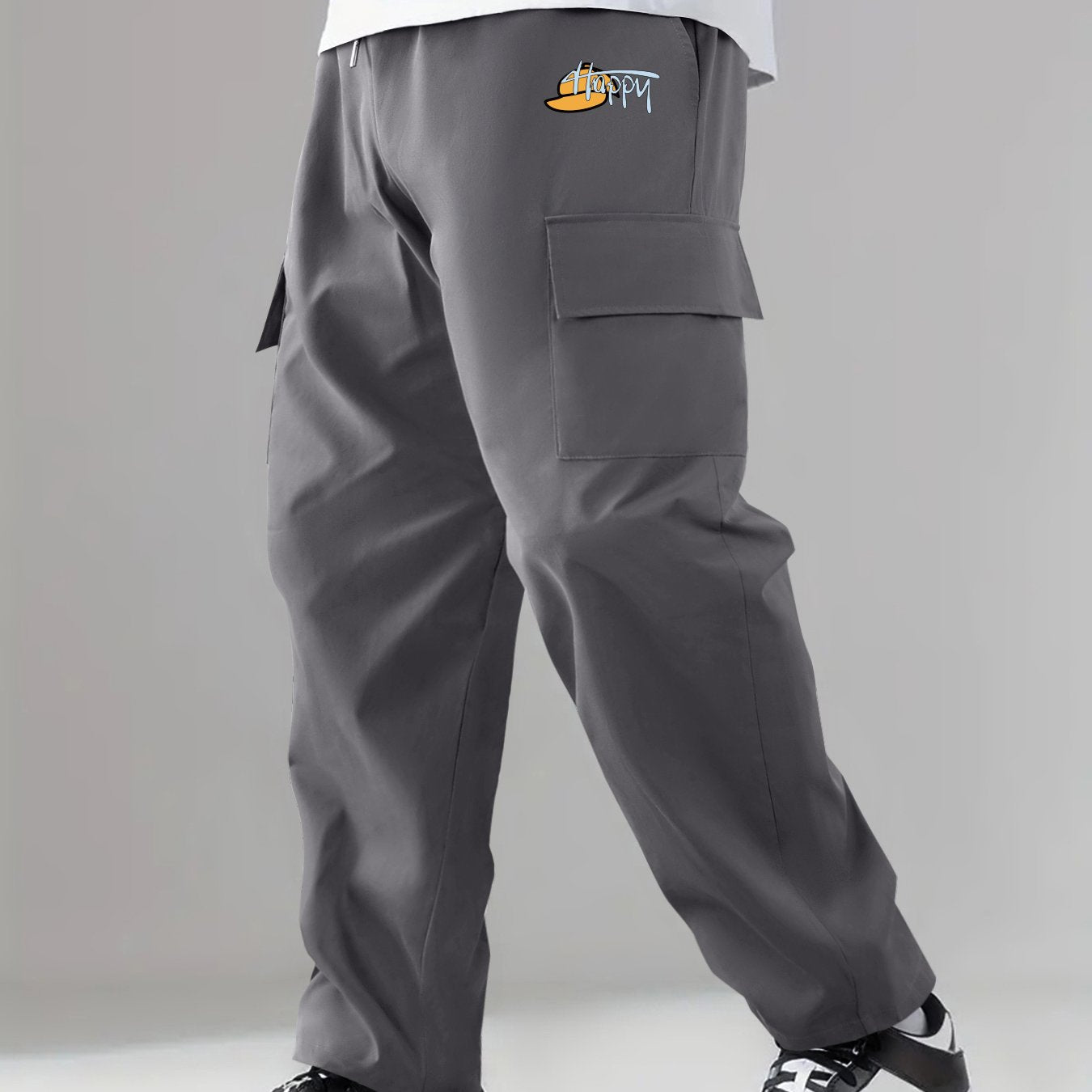 Straight Leg Cargo Pants Men's Flap Pocket Trousers