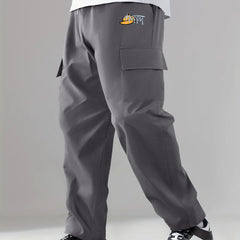 Straight Leg Cargo Pants Men's Flap Pocket Trousers