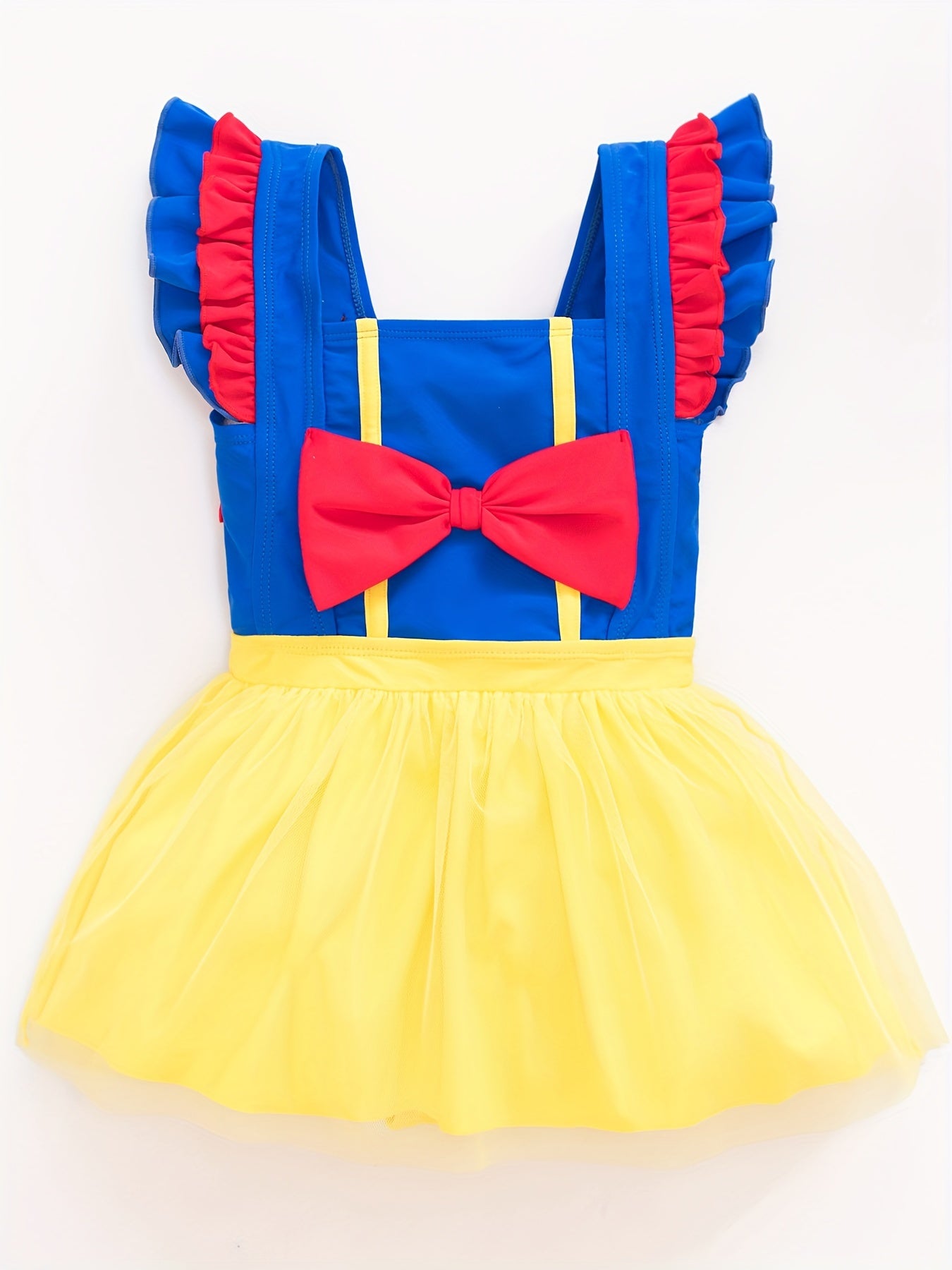 Girls Stretchy Princess Swimwear Bow Decor Bathing Suit