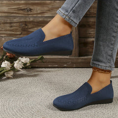 Women's Breathable Knit Flat Shoes Lightweight Slip On Shoes