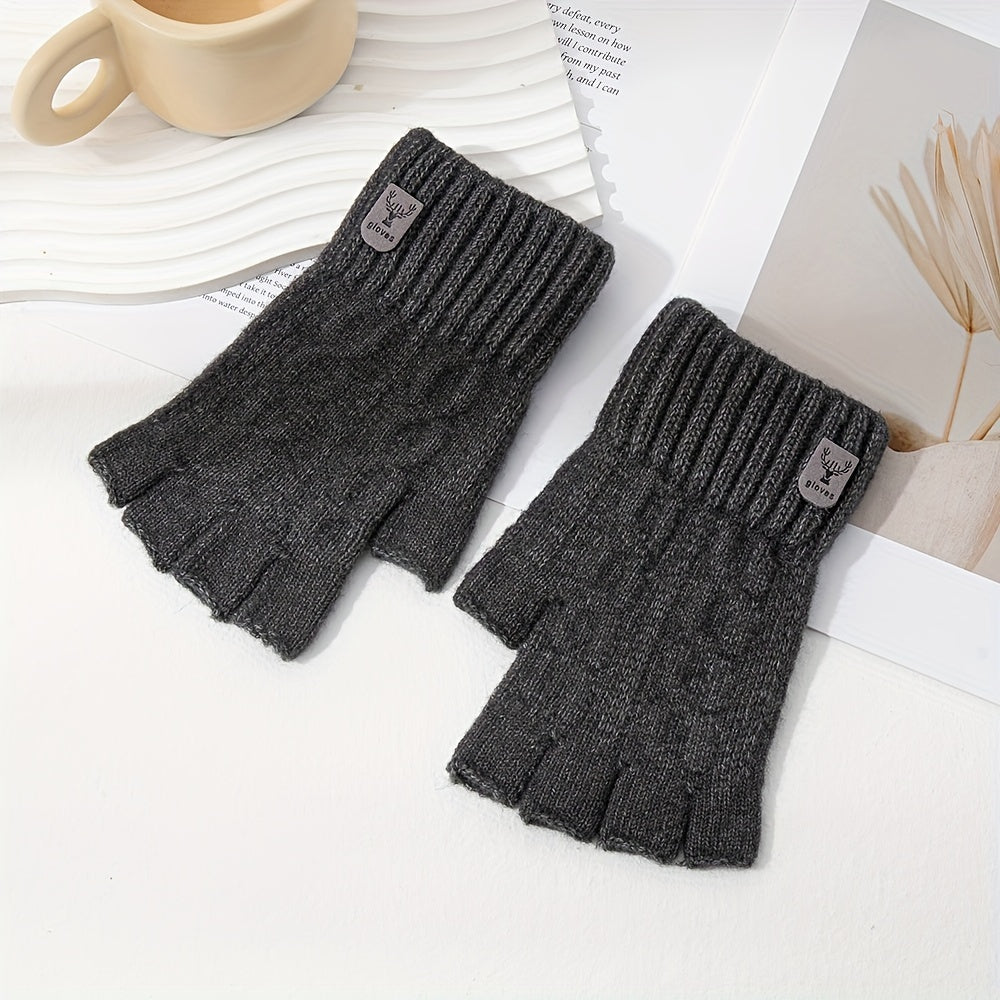 Alpaca Warm Half Finger Gloves Plus Velvet Surface for Autumn/Winter