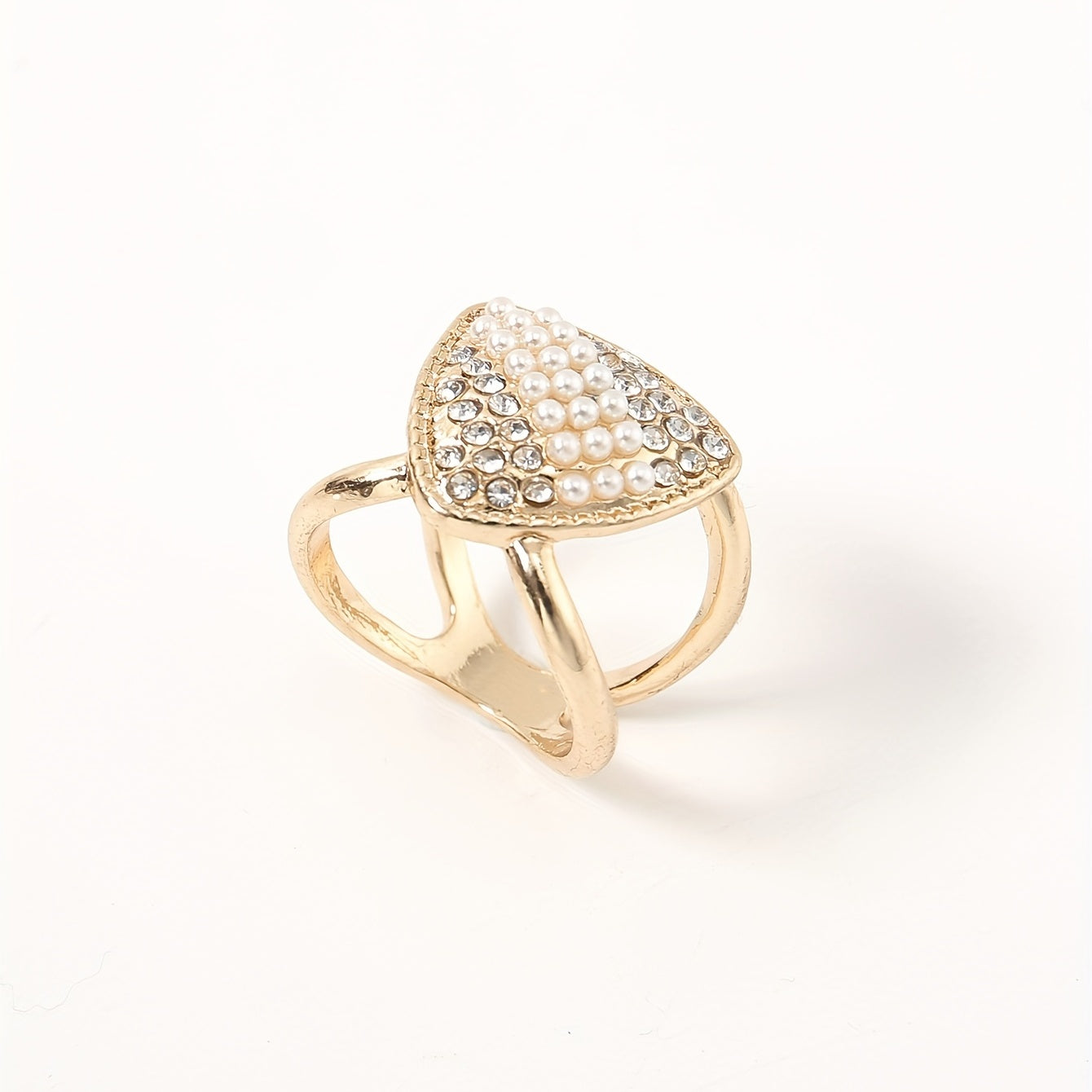 Golden Metal Scarf Ring with Faux Pearl for Women