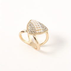Golden Metal Scarf Ring with Faux Pearl for Women