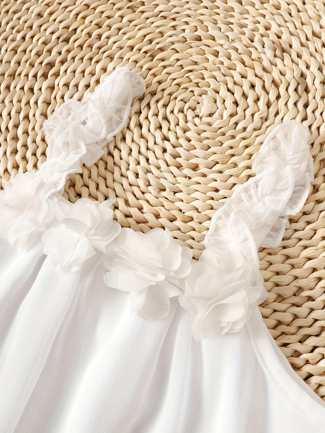 Baby Girls Flower Suspenders Sleeveless Dress & Headband 2pcs Set