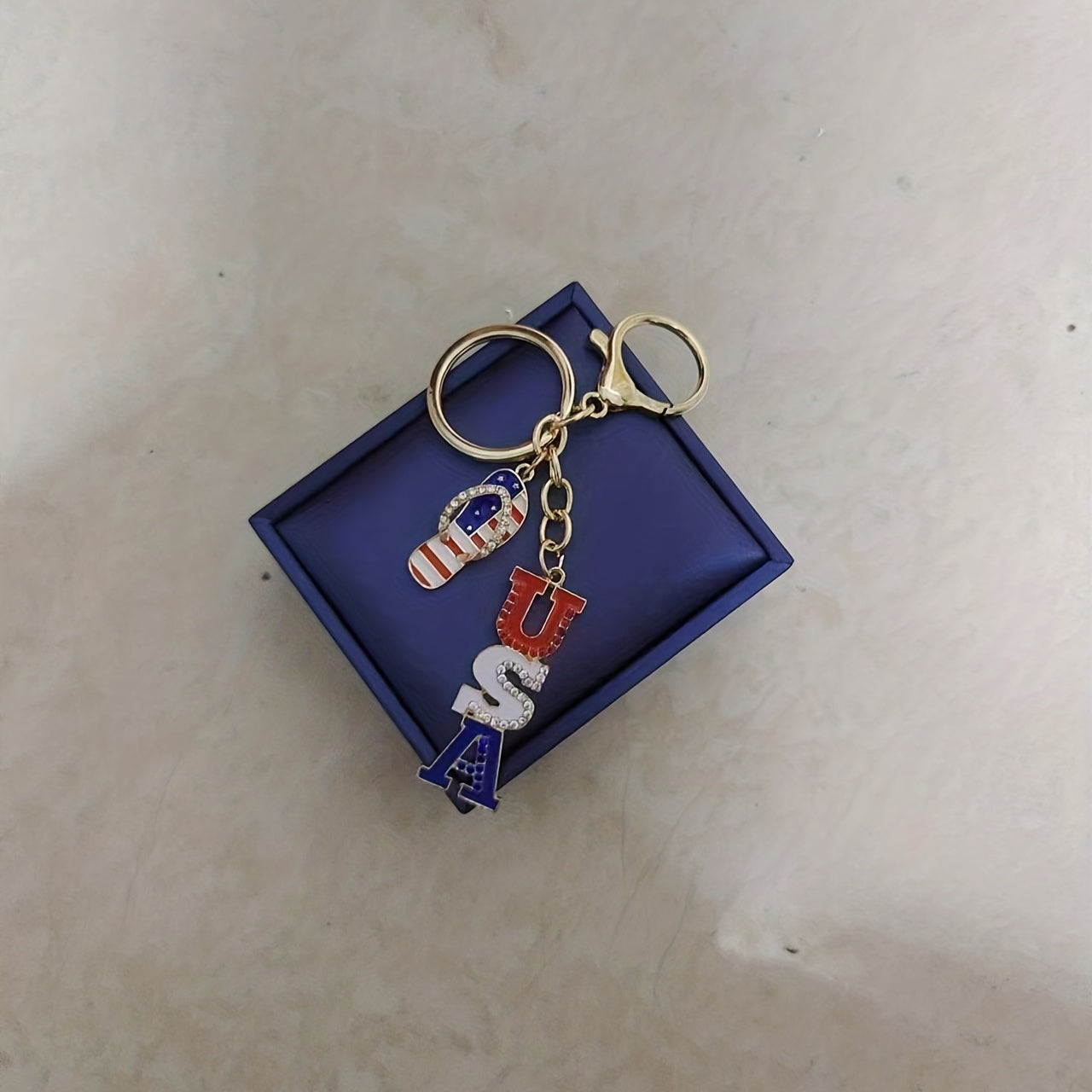 American Flag Alloy Inlaid Diamond Keychain Independence Gift