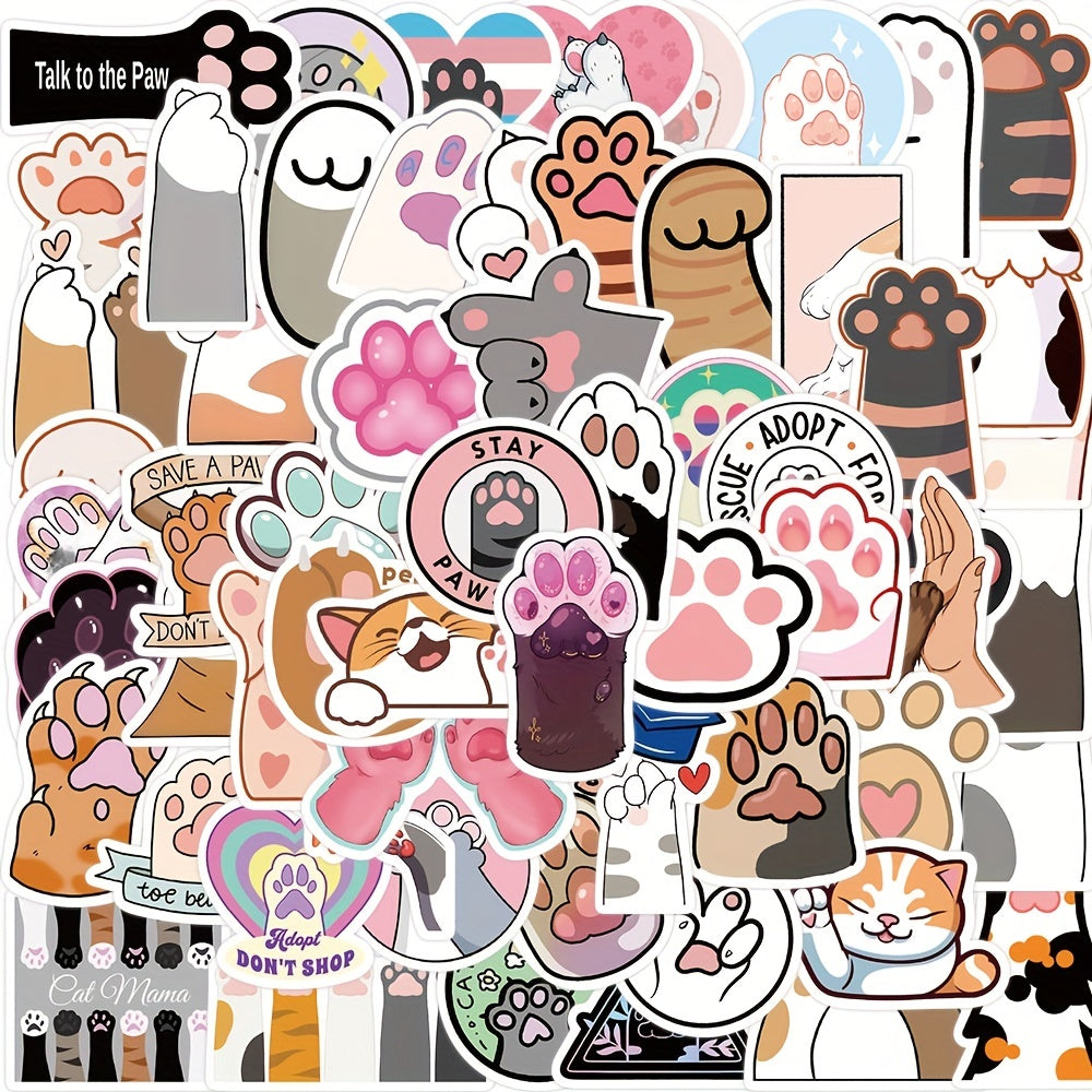 61pcs Cat Paw Print Stickers Waterproof Decals for Water Bottle Laptop Phone Scr