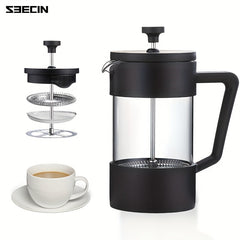 French Press Coffee Maker Clear Heat Resistant Portable Coffee Pot