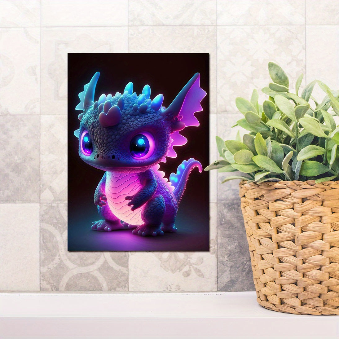 Modern Art Neon Baby Dragon Wall Sticker For Kids Room Decor