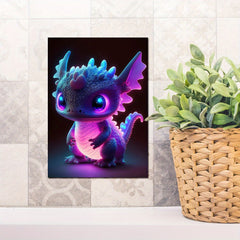 Modern Art Neon Baby Dragon Wall Sticker For Kids Room Decor