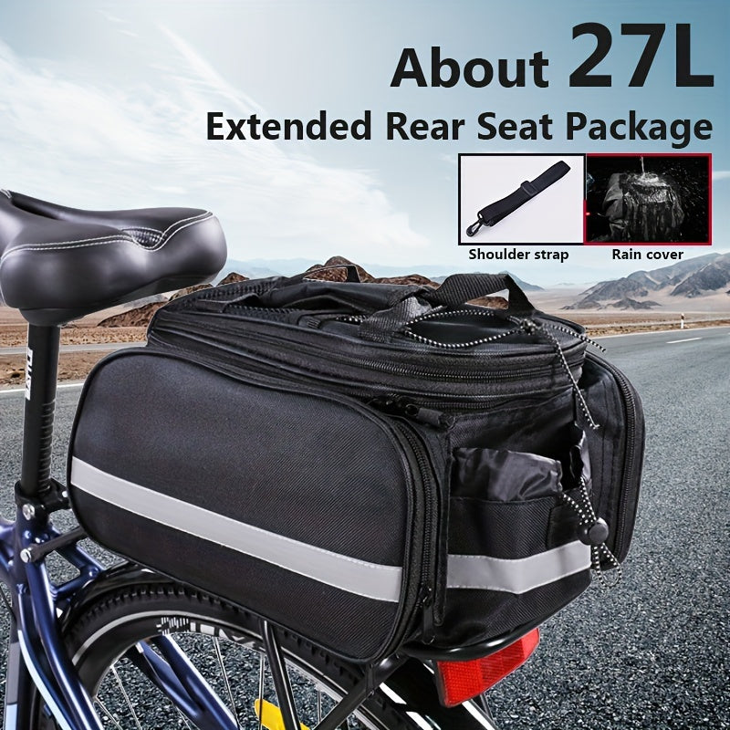 27L Bike Backseat Bag Rear Pack Waterproof Mountain Bike Saddle Rack Trunk Bag
