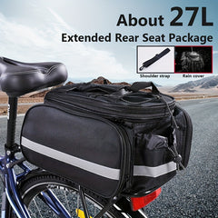 27L Bike Backseat Bag Rear Pack Waterproof Mountain Bike Saddle Rack Trunk Bag