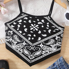 Girl's Paisley Pattern Cami Top for Summer Music