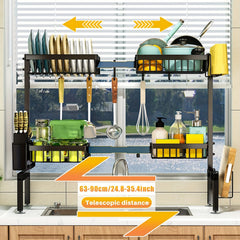 Adjustable Over Sink Dish Drying Rack Kitchen Drainer