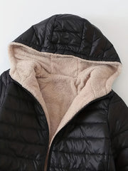Hooded Slim Fit Fleece Padded Jacket Women's Winter Coat