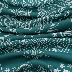 Green Paisley Print Bandana Satin Square Scarf Boho Shawl