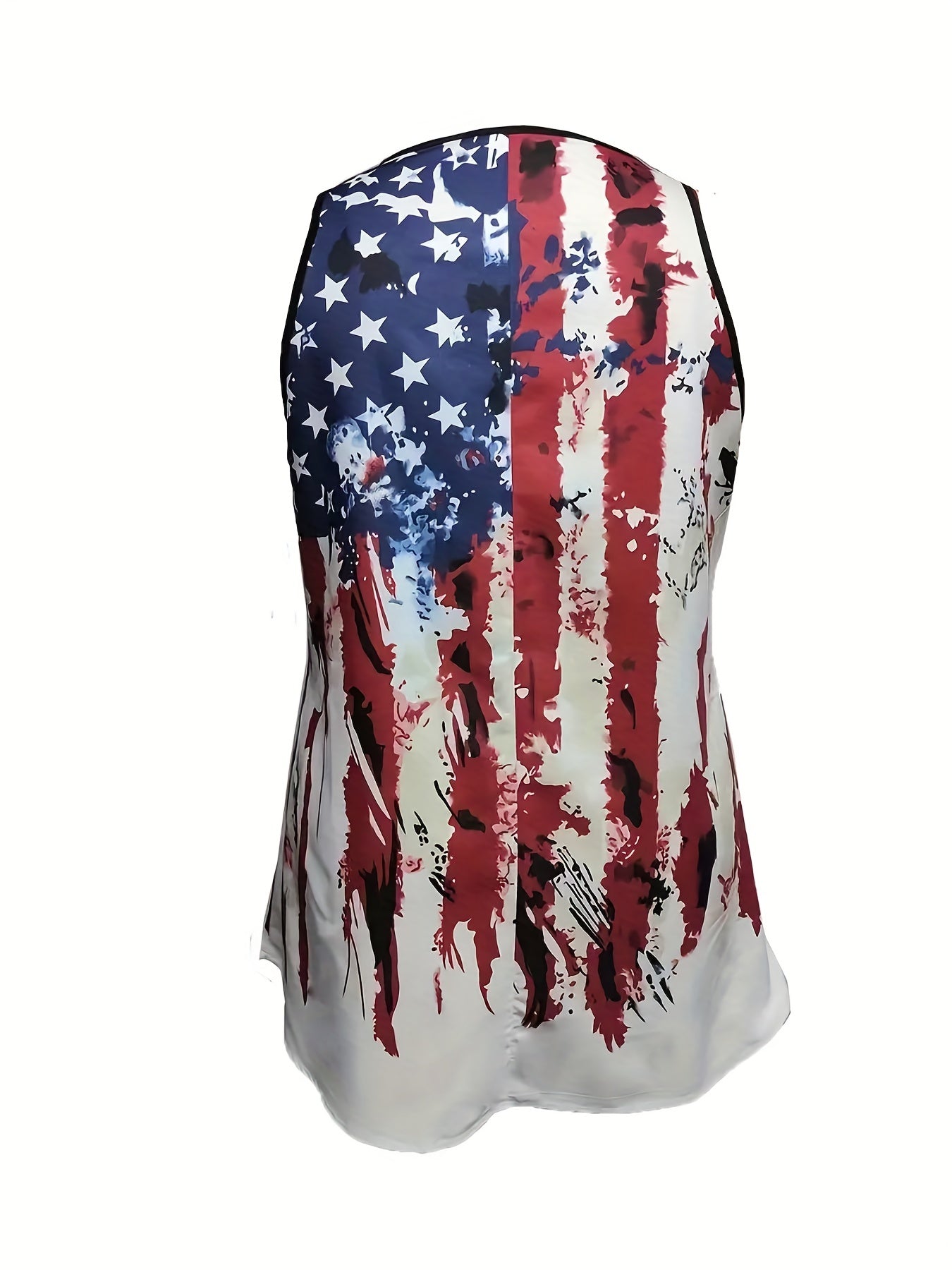American Flag Tank Top Crew Neck Sleeveless Independence Top
