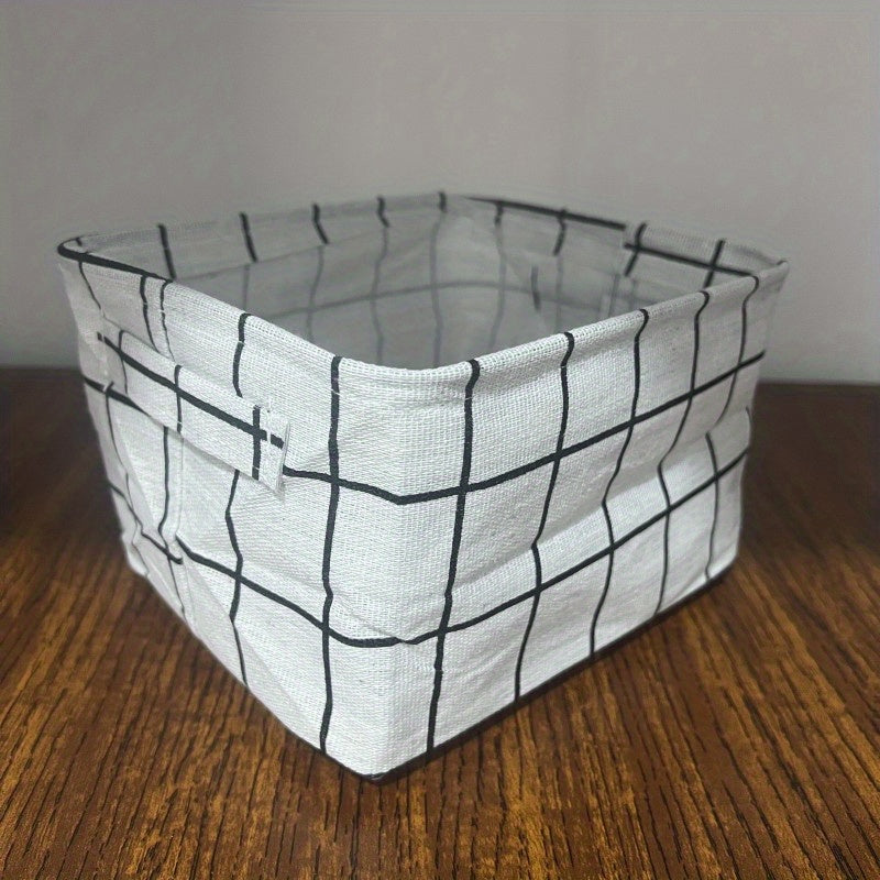 Plaid Pattern Storage Basket Lightweight Versatile Organizer
