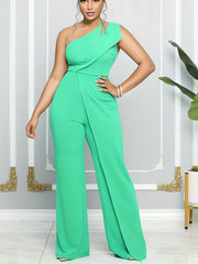 One Shoulder Wide Leg Jumpsuit for Women