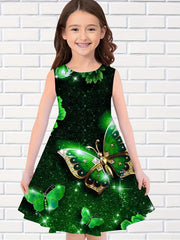 Girls 3D Print Butterfly Princess Dress