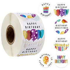 500 Happy Birthday Stickers Roll Office Stationery Decoration Labels