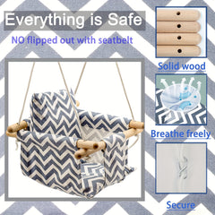 Canvas Baby Swing with Soft Backrest Cushion