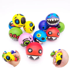 12pcs Cartoon Monster Expression Sponge Balls Interactive Toys