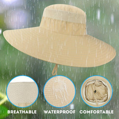 UPF50 Wide Brim Men's Sun Hat Waterproof Bucket Hat