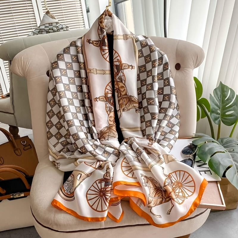 Large Size Warm Silk Scarf Shawl Anti Slip Head Wrap