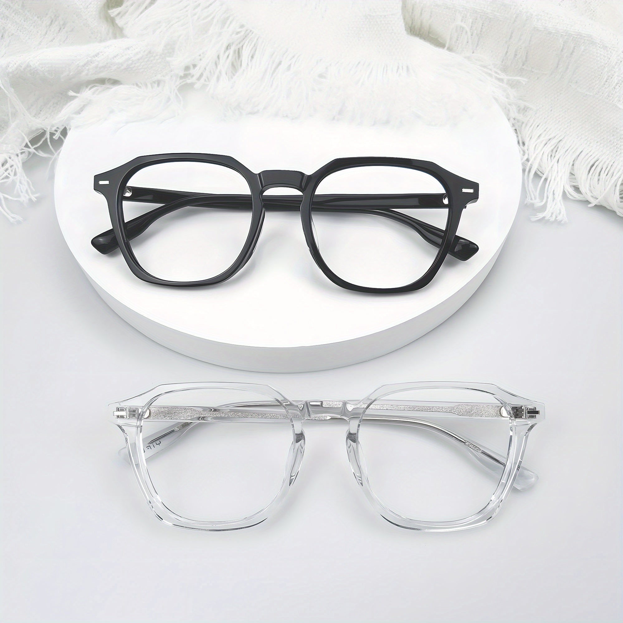 2pcs Men's Light Glasses Unisex Computer Glasses Square Light Glasses