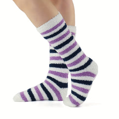 Polka Dot & Striped Fuzzy Socks Mid Tube Socks Women's Stockings