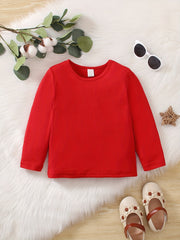 Unisex Baby Long Sleeve T Shirt Solid All-match Top Tees