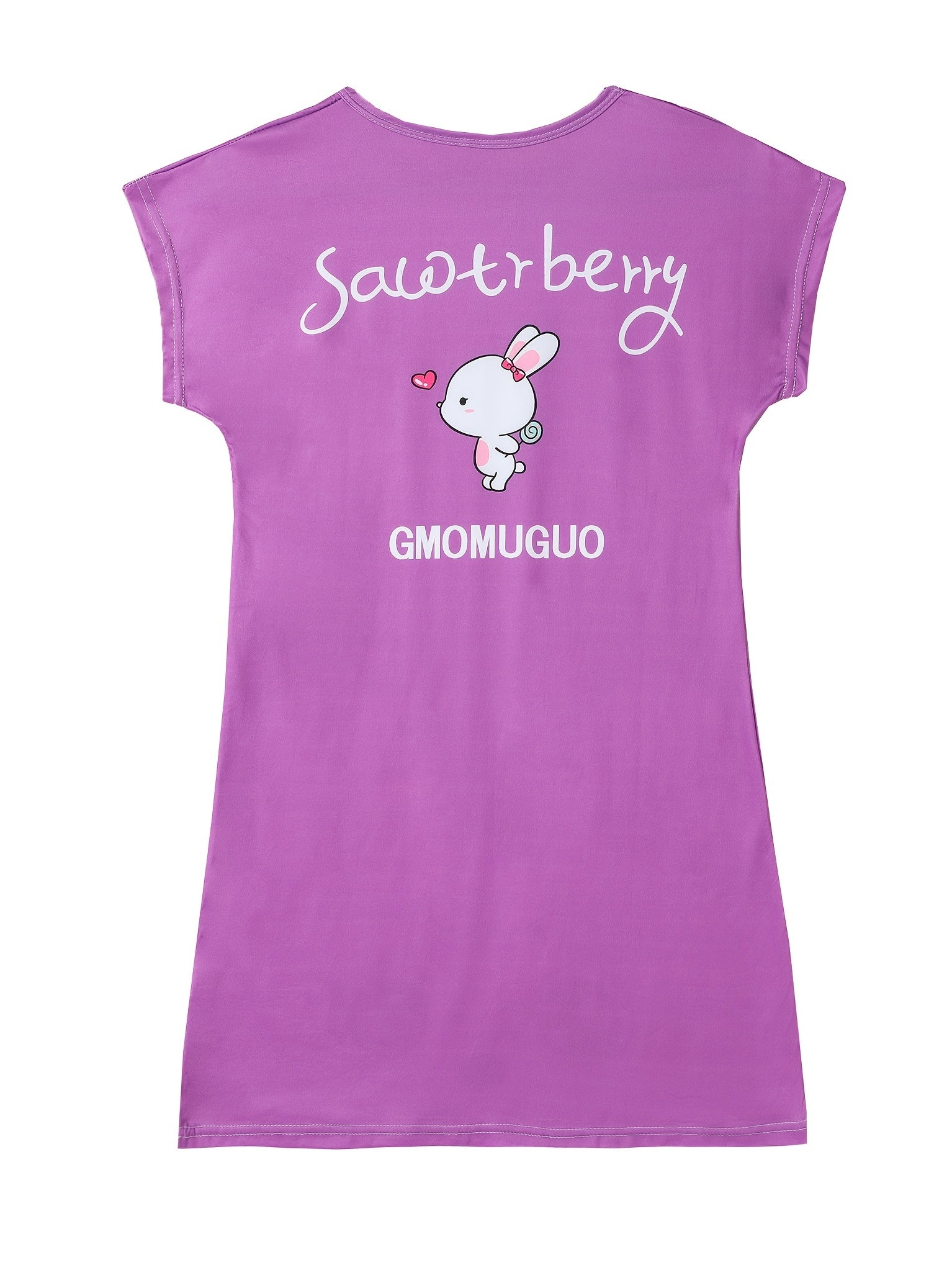 Girls Cartoon Nightdress Short Sleeve Round Neck Sleepwear Kids Spring Summer