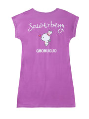 Girls Cartoon Nightdress Short Sleeve Round Neck Sleepwear Kids Spring Summer