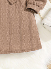 Girls' Vintage Jacquard Print Stretch Comfy Long Sleeve Dress