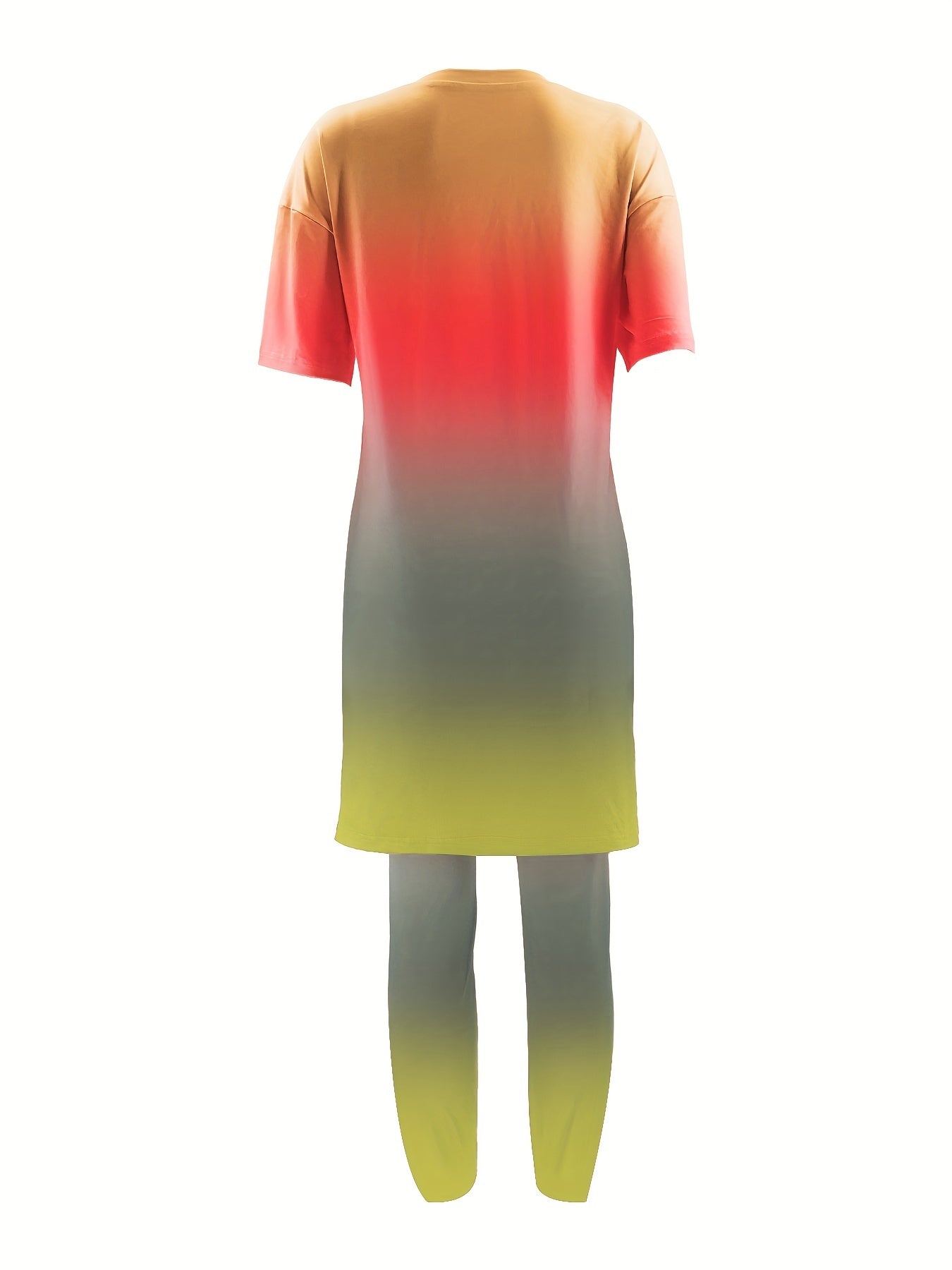 Gradient Casual 2pc Set V Neck Short Sleeve Top & Pants