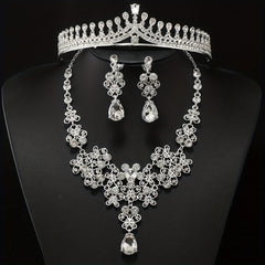 Rhinestone Headband Earrings Set Queen's Style Bridal Hair Accessories