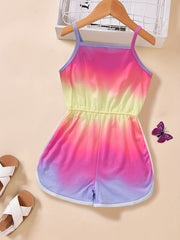 Toddler Girls Tie Dye Gradient Cami Rompers Jumpsuits