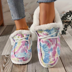 Women's Tie Dye Short Boots Plush Lined Snow Boots