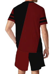 Men's Sportswear Set: Block T-shirt & Active Stretch Shorts