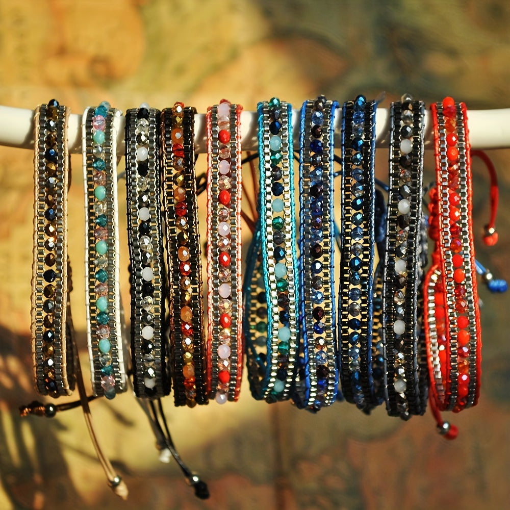 Boho Wrap Bracelet Glass Seed Beads Hand Woven Colorful Friendship Bracelet