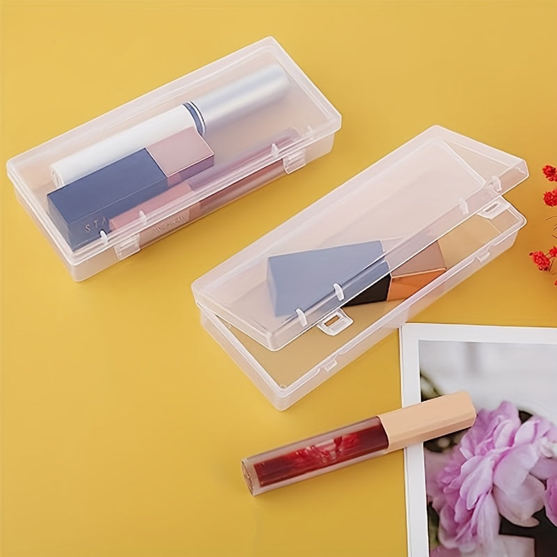 6pcs Plastic Storage Box Hinged Cover Transparent Container Beading Crafts