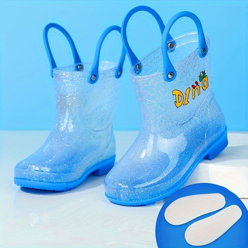 Girl's Transparent Rain Boots Slip On Waterproof Rain Shoes