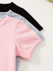 3pcs Girls Cropped Short Sleeve T shirt Set Spring Summer Gift