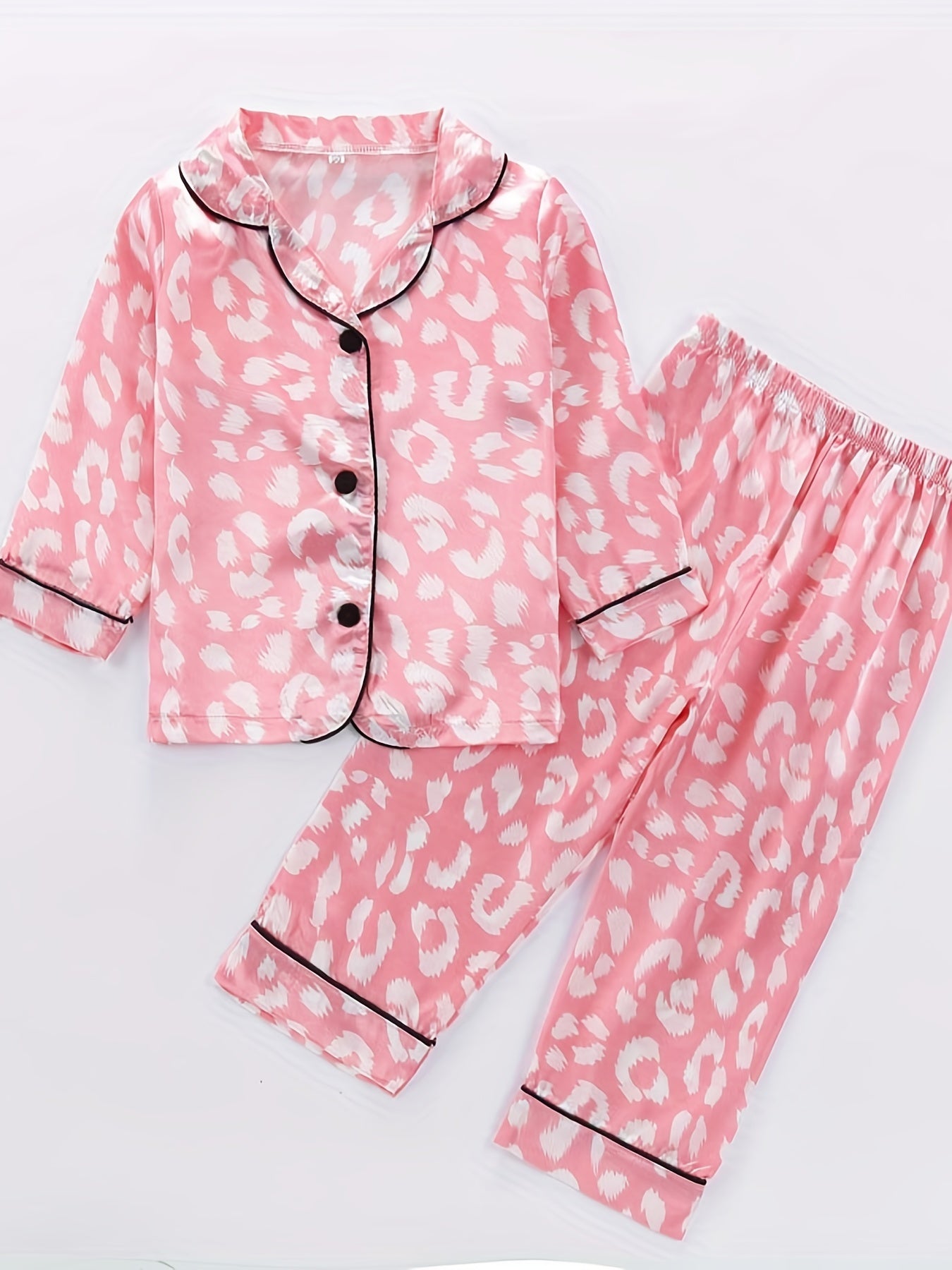 Girls 2pcs Loungewear Leopard Print Pajamas Set
